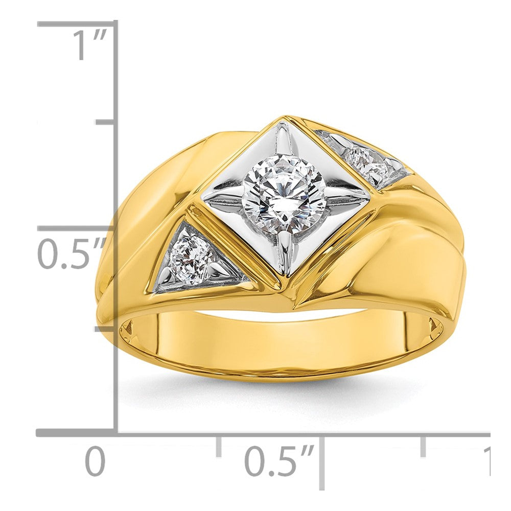 14k Yellow & Rhodium with White 3/4 Ct. Lab Grown Diamond VS/SI+ G+ Polished and Satin Men's Ring