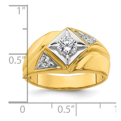 14k Yellow & Rhodium with White 3/4 Ct. Lab Grown Diamond VS/SI+ G+ Polished and Satin Men's Ring