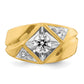 14k Yellow Gold with White Rhodium 7/8 Ct. Lab Grown Diamond VS/SI+ G+ Polished and Satin Men's Ring