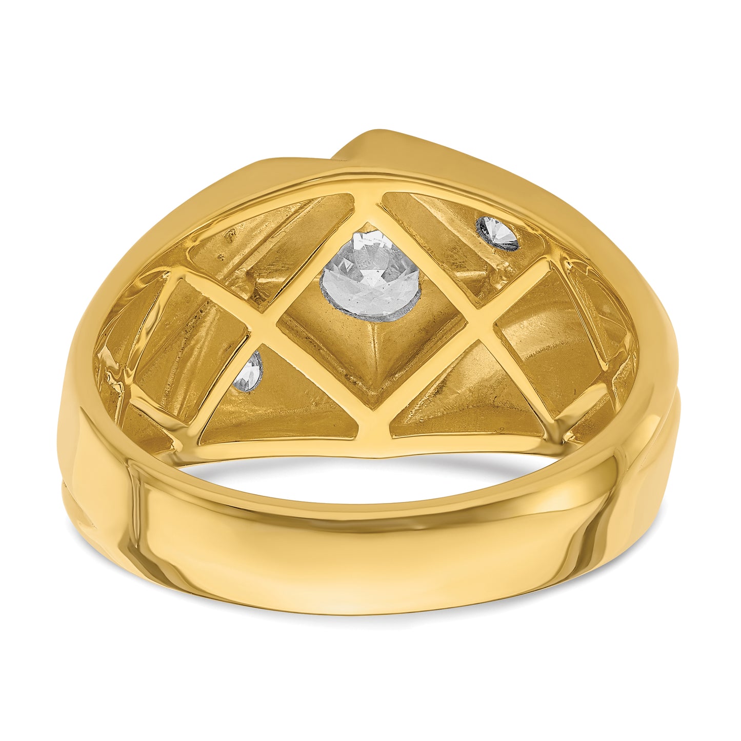 14k Yellow Gold with White Rhodium 7/8 Ct. Lab Grown Diamond VS/SI+ G+ Polished and Satin Men's Ring