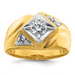 14k Yellow Gold with White Rhodium 7/8 Ct. Lab Grown Diamond VS/SI+ G+ Polished and Satin Men's Ring