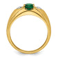 14k Yellow Gold 1/10 Ct. Lab Grown Diamond VS/SI+ G+ and Created Emerald Men's Ring