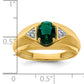 14k Yellow Gold 1/10 Ct. Lab Grown Diamond VS/SI+ G+ and Created Emerald Men's Ring