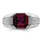 14k White Gold 5/8 Ct. Lab Grown Diamond VS/SI+ G+ and Created Ruby Men's Ring