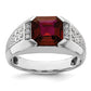 14k White Gold 5/8 Ct. Lab Grown Diamond VS/SI+ G+ and Created Ruby Men's Ring