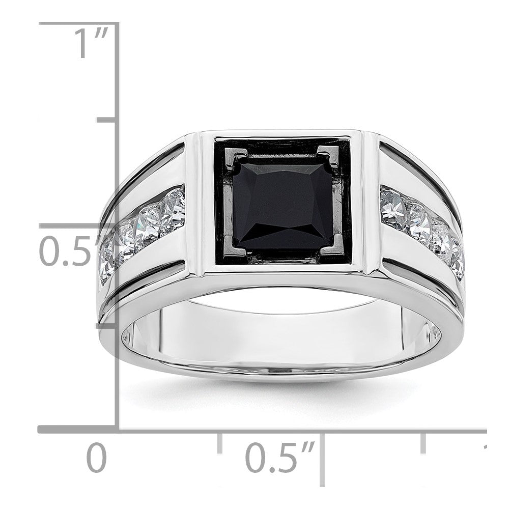 14k White Gold Black Rhodium 7/8 Ct. Lab Grown Diamond VS/SI+ G+ and Onyx Men's Ring