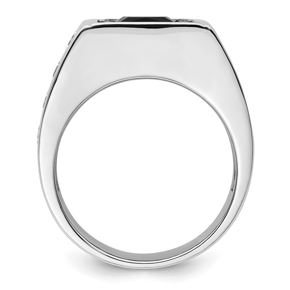 14k White Gold Black Rhodium 1 1/3 Ct. Lab Grown Diamond VS/SI+ G+ and Onyx Men's Ring