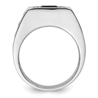 14k White Gold Black Rhodium 1 1/3 Ct. Lab Grown Diamond VS/SI+ G+ and Onyx Men's Ring