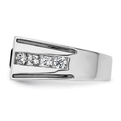 14k White Gold Black Rhodium 1 1/3 Ct. Lab Grown Diamond VS/SI+ G+ and Onyx Men's Ring