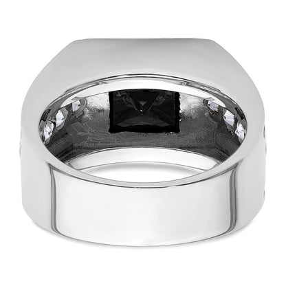 14k White Gold Black Rhodium 1 1/3 Ct. Lab Grown Diamond VS/SI+ G+ and Onyx Men's Ring
