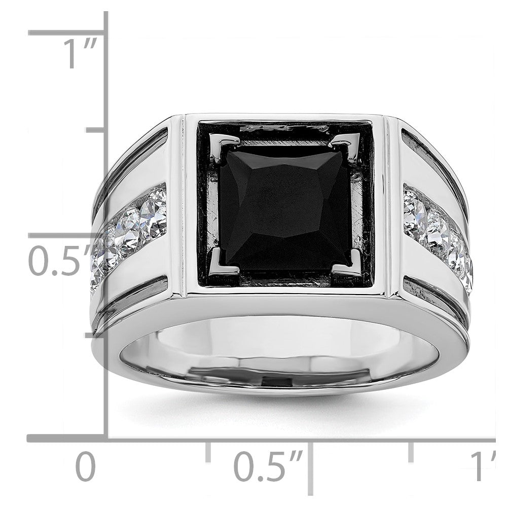 14k White Gold Black Rhodium 1 1/3 Ct. Lab Grown Diamond VS/SI+ G+ and Onyx Men's Ring