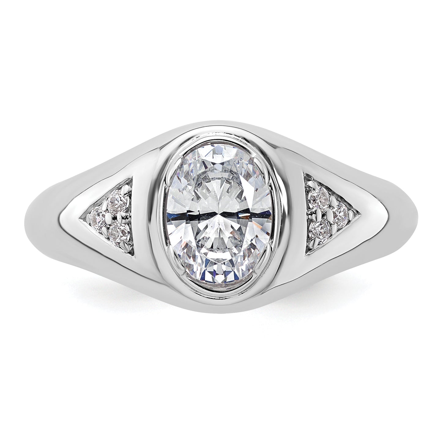 14k White Gold 1/10 Ct. Lab Grown Diamond 1 Ct. Oval Center Men's Ring