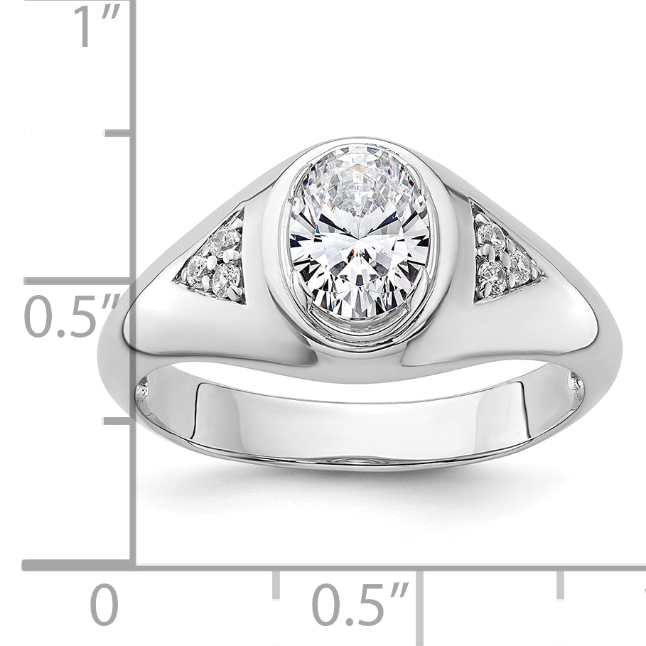 14k White Gold 1 Ct. Lab Grown Diamond VS/SI+ G+ Oval Men's Ring