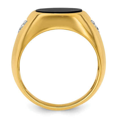 10k Yellow Gold 1/6 Ct. Lab Grown Diamond VS/SI+ G+ and Onyx Men's Ring