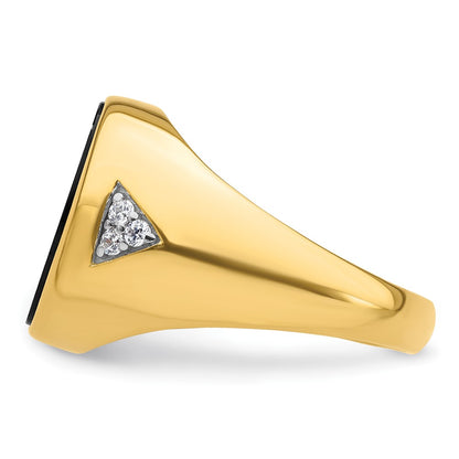 14k Yellow Gold  1/6 Ct. Lab Grown Diamond VS/SI+ G+ and Onyx Complete Men's Ring