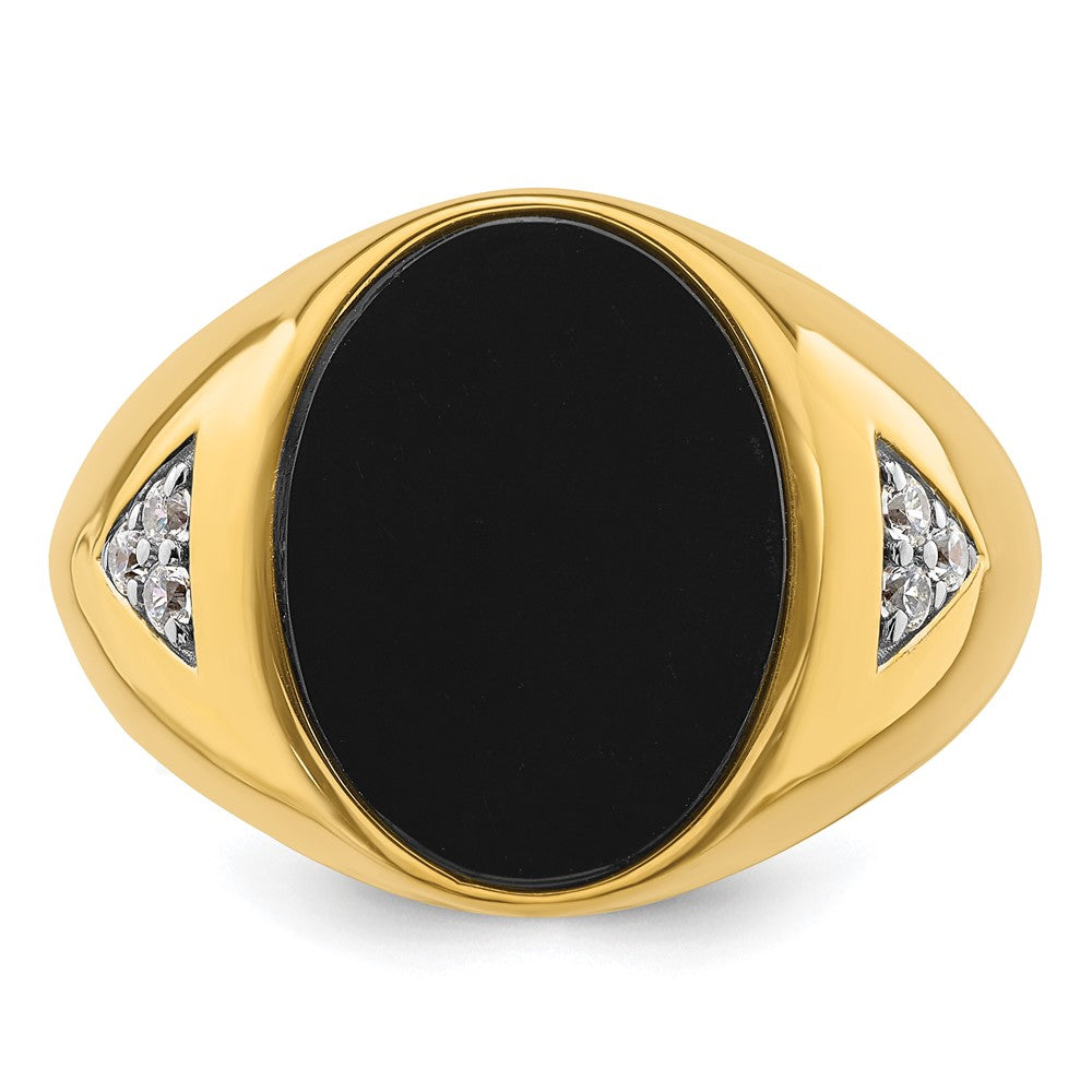 14k Yellow Gold  1/6 Ct. Lab Grown Diamond VS/SI+ G+ and Onyx Complete Men's Ring