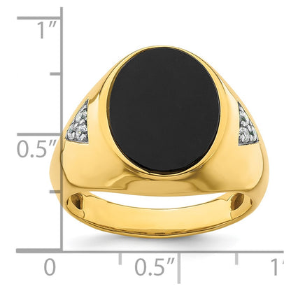 14k Yellow Gold  1/6 Ct. Lab Grown Diamond VS/SI+ G+ and Onyx Complete Men's Ring
