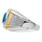 14k Two-Tone 3/4 Ct. Lab Grown Diamond VS/SI+ G+ and Blue Topaz Men's Ring