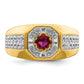 14k Yellow Gold 5/8 Ct. Lab Grown Diamond VS/SI+ G+ and Created Ruby Men's Ring