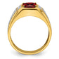 14k Yellow Gold White Rhodium 3/4 Ct. Lab Grown Diamond VS/SI+ G+ and Created Ruby Men's Ring