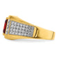 14k Yellow Gold White Rhodium 3/4 Ct. Lab Grown Diamond VS/SI+ G+ and Created Ruby Men's Ring