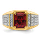 14k Yellow Gold White Rhodium 3/4 Ct. Lab Grown Diamond VS/SI+ G+ and Created Ruby Men's Ring