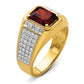 14k Yellow Gold White Rhodium 3/4 Ct. Lab Grown Diamond VS/SI+ G+ and Created Ruby Men's Ring