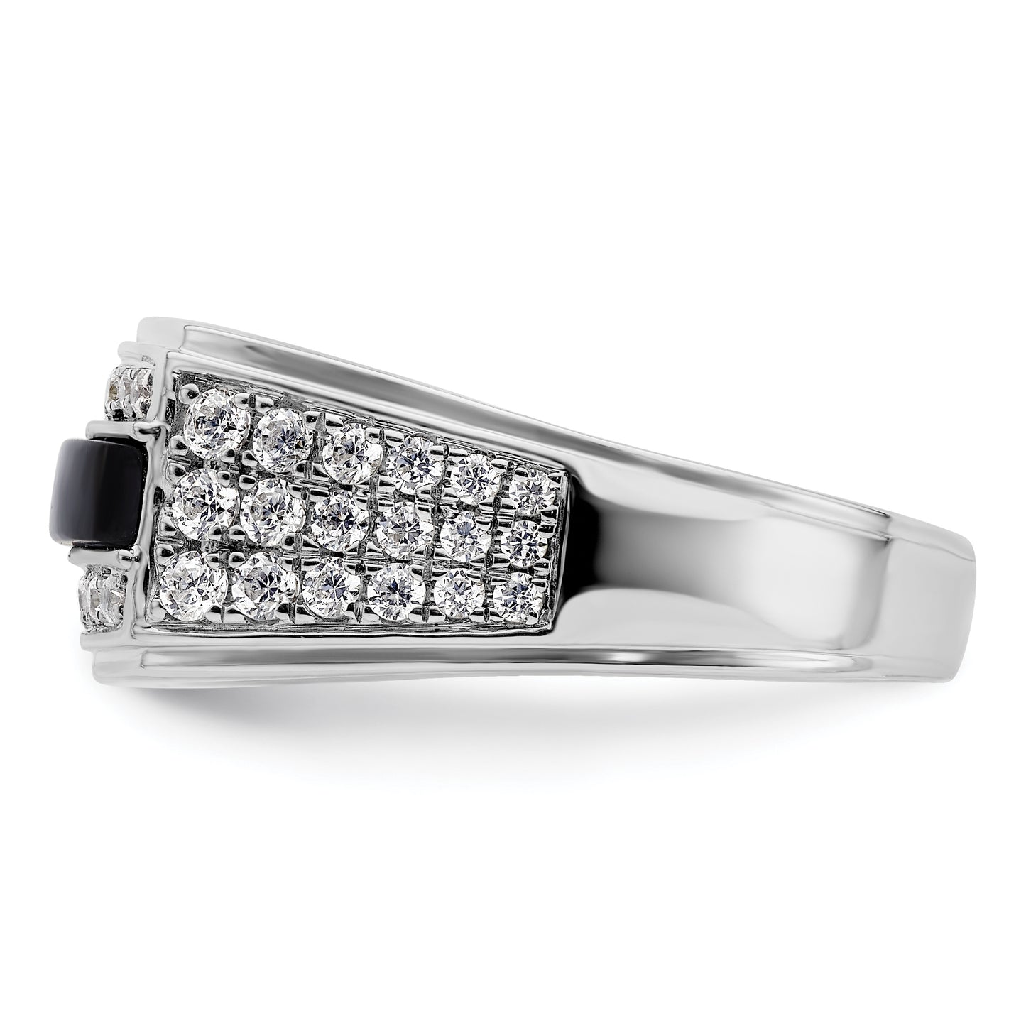 14k White Gold 1 Ct. Lab Grown Diamond VS/SI+ G+ and Onyx Men's Ring