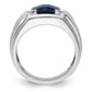 14k White Gold 1/4 Ct. Lab Grown Diamond VS/SI+ G+ and Lab Created Blue Sapphire Men's Ring