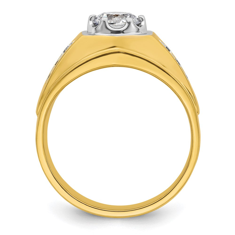 14k Two-tone  Two Tone 1/5 Ct. Lab Grown Diamond VS/SI+ G+ 1 Ct. Center Round Semi Mount Polished and Satin Men's Ring