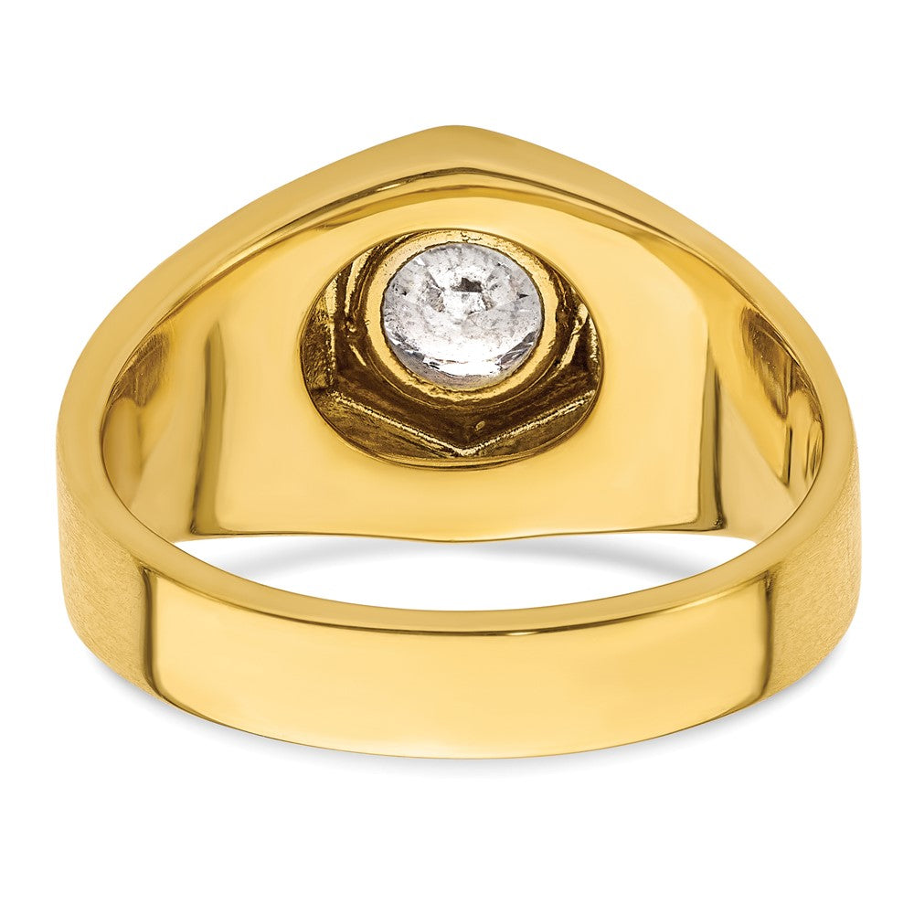 14k Two-tone  Two Tone 1/5 Ct. Lab Grown Diamond VS/SI+ G+ 1 Ct. Center Round Semi Mount Polished and Satin Men's Ring