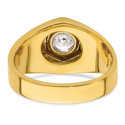 14k Two-tone  Two Tone 1/5 Ct. Lab Grown Diamond VS/SI+ G+ 1 Ct. Center Round Semi Mount Polished and Satin Men's Ring