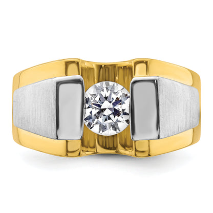 14k Two-Tone 1 Ct. Lab Grown Diamond VS/SI+ G+ Polished and Satin Men's Ring