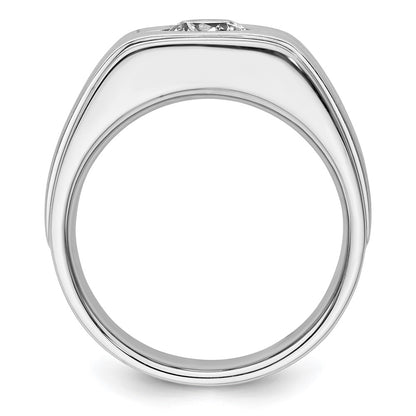 14k White Gold with Black Rhodium 1 Ct. Lab Grown Diamond VS/SI+ G+ Satin Men's Ring