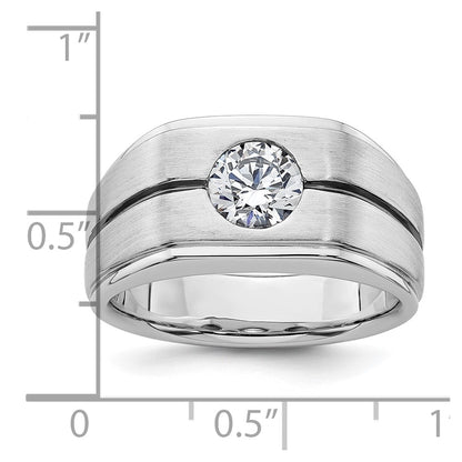 14k White Gold with Black Rhodium 1 Ct. Lab Grown Diamond VS/SI+ G+ Satin Men's Ring