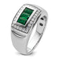 14k White Gold 1/3 Ct. Lab Grown Diamond VS/SI+ G+ and Created Emerald Men's Ring