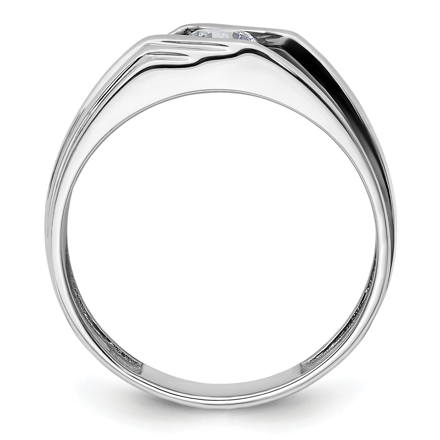 14k White Gold with Black Rhodium 3/8 Ct. Lab Grown Diamond VS/SI+ G+ Satin Men's Ring