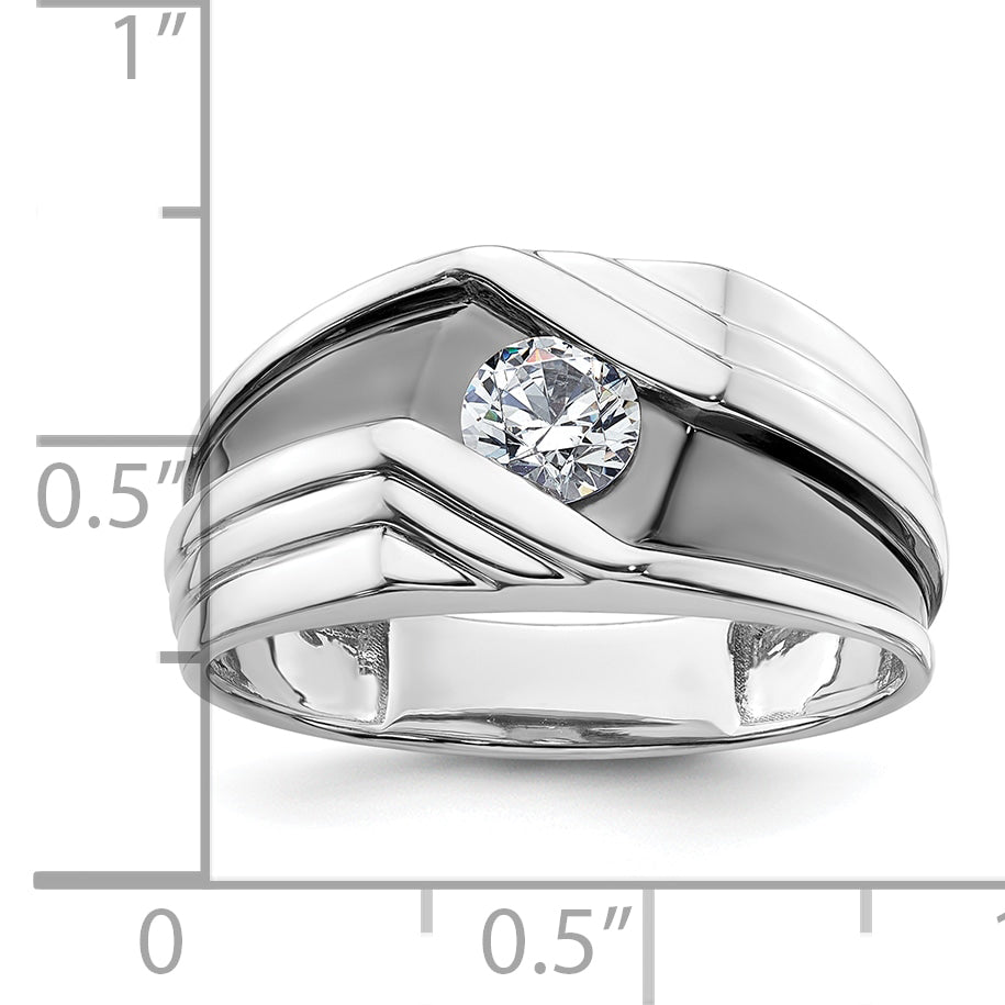 14k White Gold with Black Rhodium 3/8 Ct. Lab Grown Diamond VS/SI+ G+ Satin Men's Ring