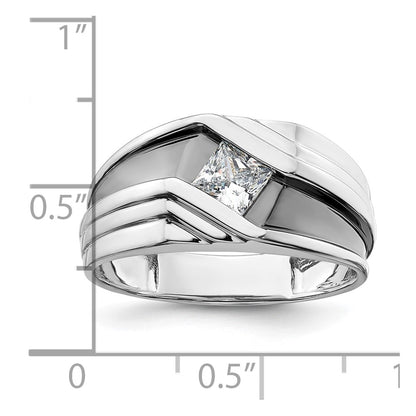 14k White Gold with Black Rhodium 1/2 Ct. Lab Grown Diamond VS/SI+ G+ Satin Men's Ring