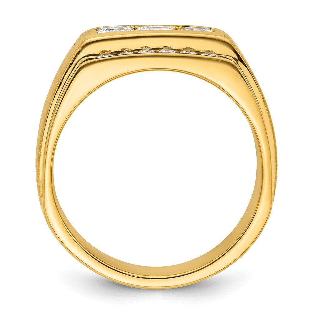 14k Yellow Gold  1 1/8 Ct. Lab Grown Diamond VS/SI+ G+ Complete Polished and Satin Men's Ring