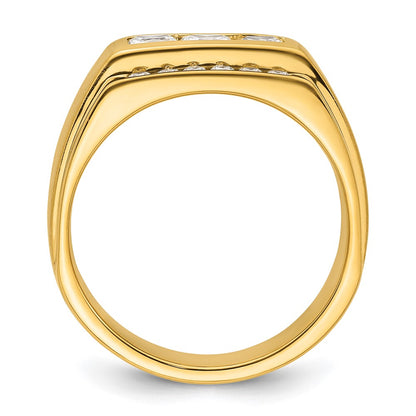 14k Yellow Gold  1 1/8 Ct. Lab Grown Diamond VS/SI+ G+ Complete Polished and Satin Men's Ring
