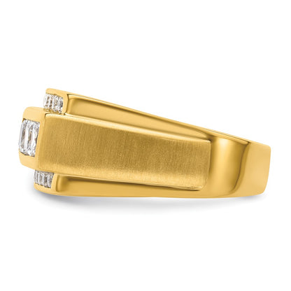 14k Yellow Gold  1 1/8 Ct. Lab Grown Diamond VS/SI+ G+ Complete Polished and Satin Men's Ring