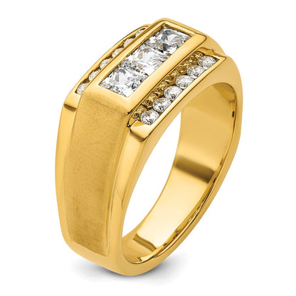 14k Yellow Gold  1 1/8 Ct. Lab Grown Diamond VS/SI+ G+ Complete Polished and Satin Men's Ring