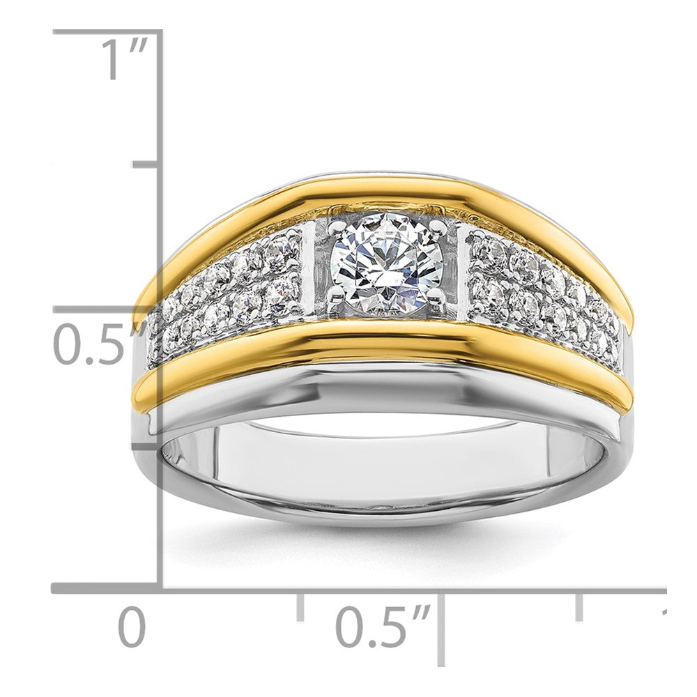 14k Two-tone Two Tone 1/2 Ct. Lab Grown Diamond VS/SI+ G+ Three Stone Men's Ring