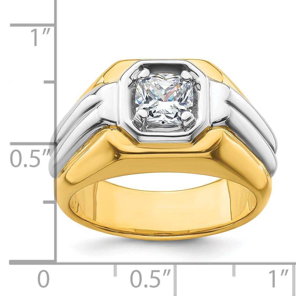 14k Two-tone Two Tone 1 Ct. Lab Grown Diamond VS/SI+ G+ Polished Men's Ring