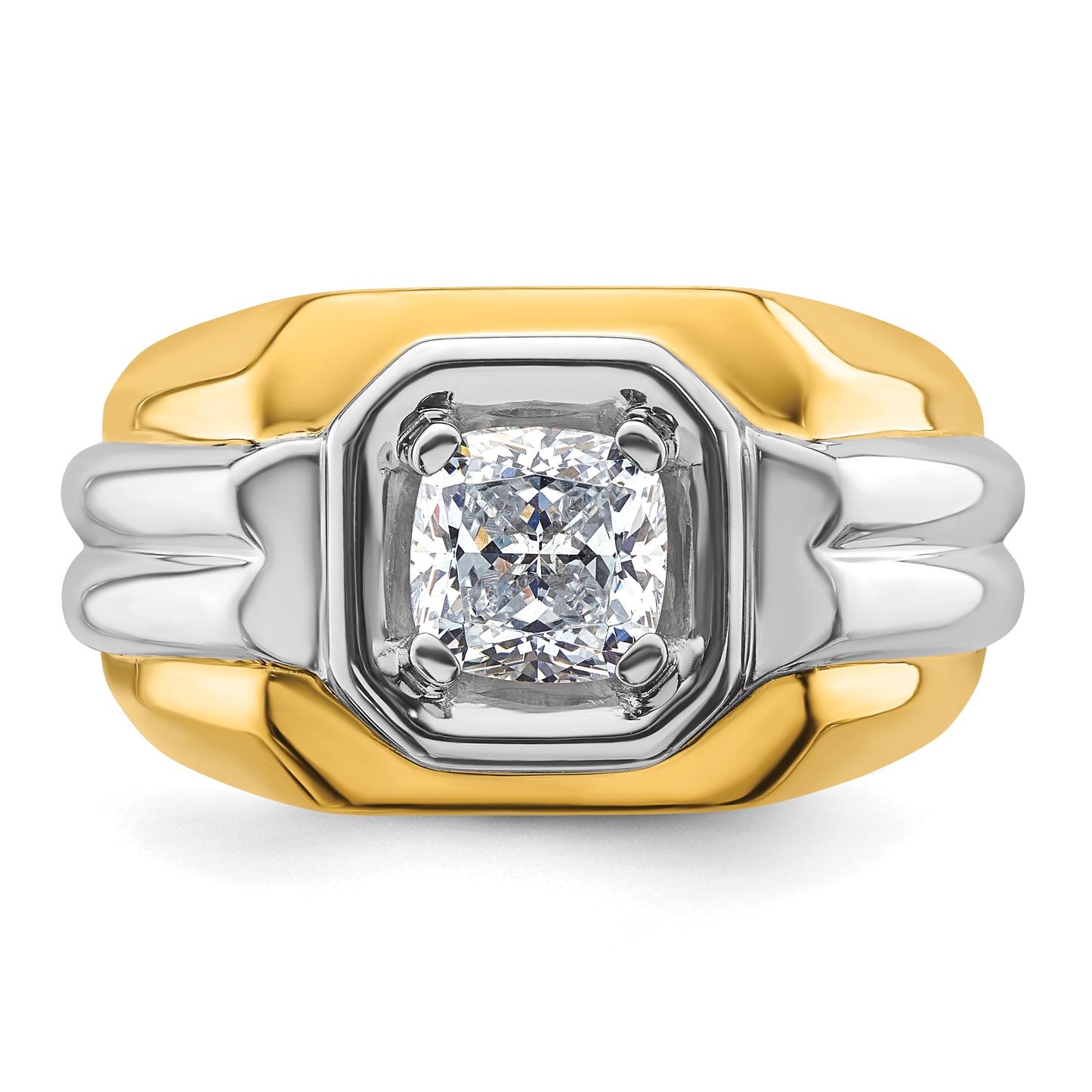 14k Two-tone Two Tone 1 1/2 Ct. Lab Grown Diamond VS/SI+ G+ Polished Men's Ring