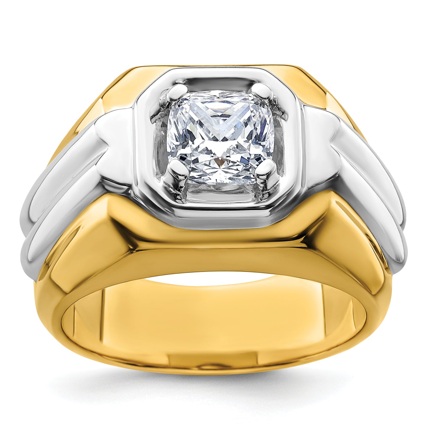 14k Two-tone Two Tone 1 1/2 Ct. Lab Grown Diamond VS/SI+ G+ Polished Men's Ring