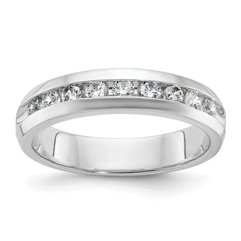 14k White Gold 1/2 Ct. Lab Grown Diamond VS/SI+ G+ Nine Stone Polished Men's Ring