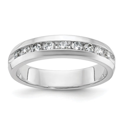 14k White Gold 1/2 Ct. Lab Grown Diamond VS/SI+ G+ Nine Stone Polished Men's Ring