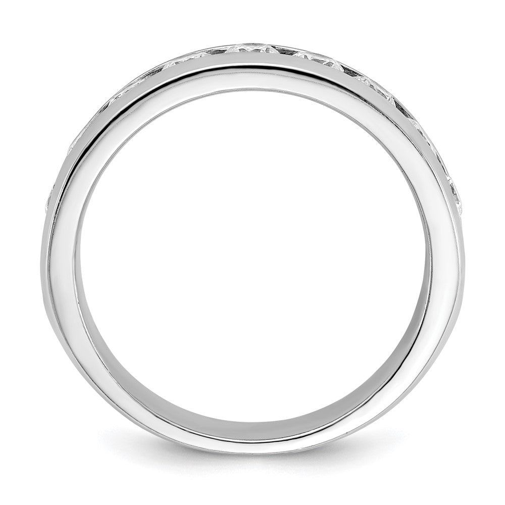 14k White Gold 1 Ct. Lab Grown Diamond VS/SI+ G+ Nine Stone Polished Men's Ring